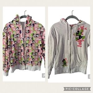 Disney Mickey Mouse Zip-up Graphic Print Reversible Hoodie in Size Small Vintage